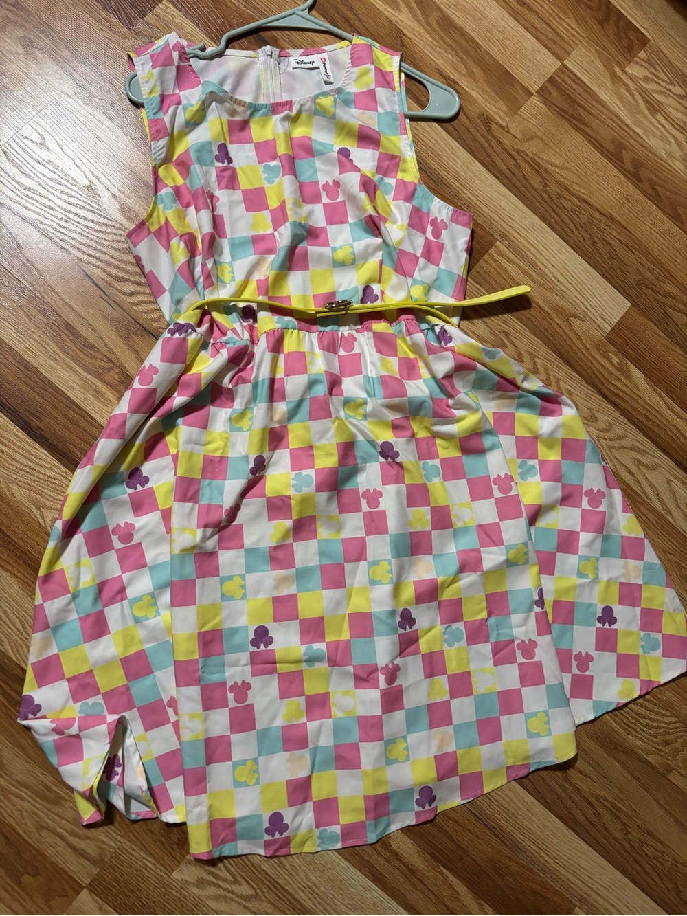Mommy and Me. Disney Pink, Yellow, Mint & White Check Dress with belt
